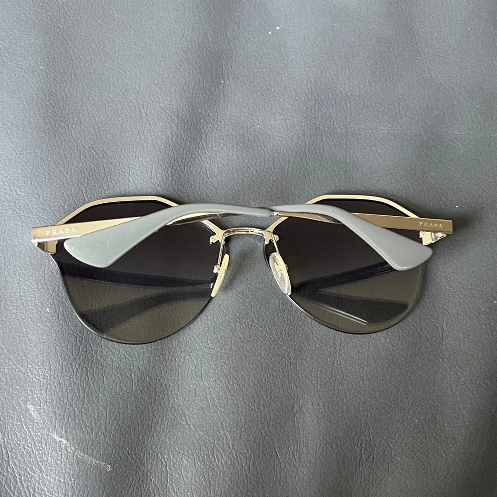 Prada Womens Sunglasses PR64TS Round Metal Frame 66mm Authentic